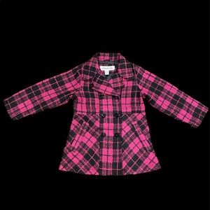 NWT Girls London Fog Pink/Black Fully Lined Peacoat Size M/5-6.
